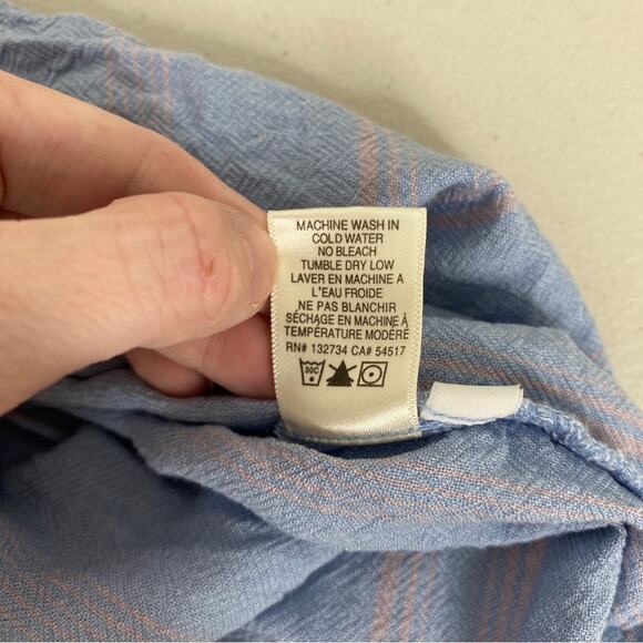 Anthropologie Cloth & Stone Blue Pink Striped Linen Blend T-Shirt Dress XS - Picture 7 of 9